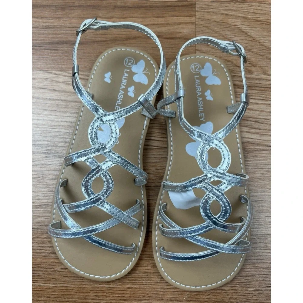 Laura Ashley Toddler Girls Sandals‎ Size 12 Silver NEW